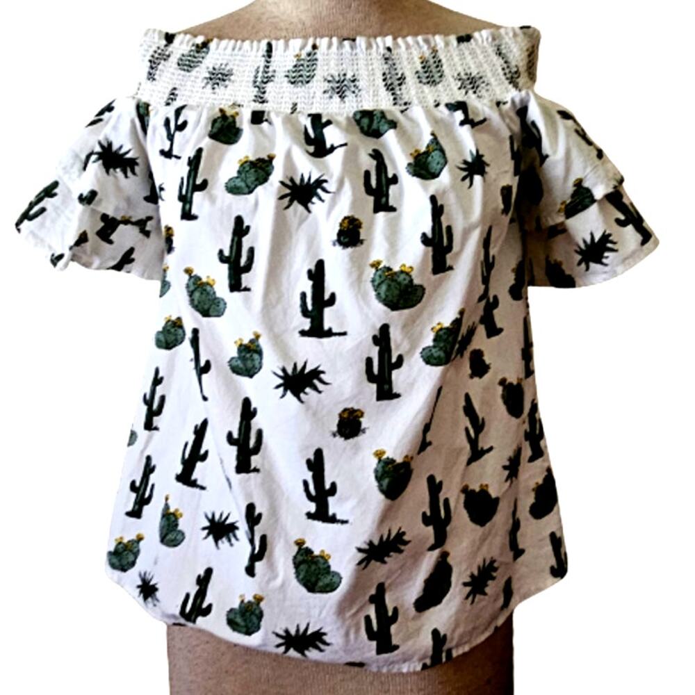 Cactus Print Off the Shoulder Blouse Size XS